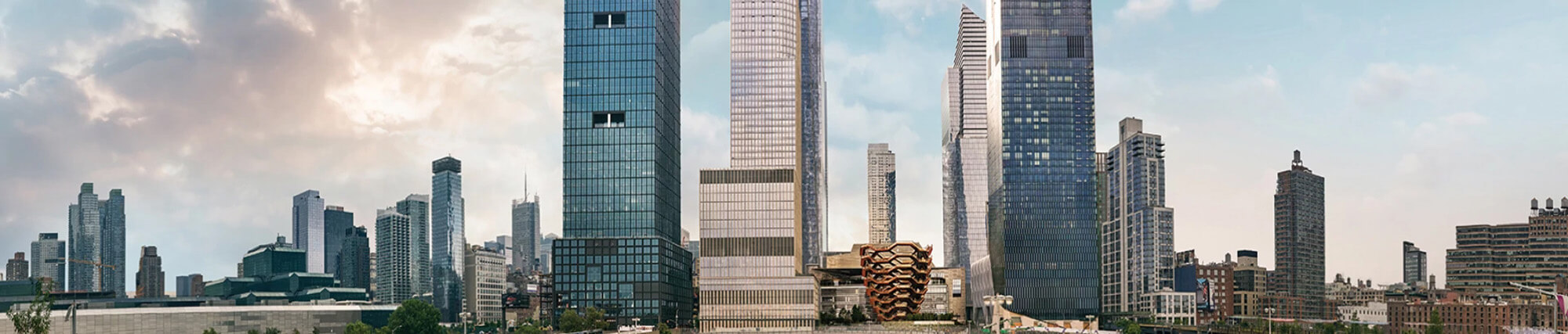 New York City skyline featuring Vessel and The Edge